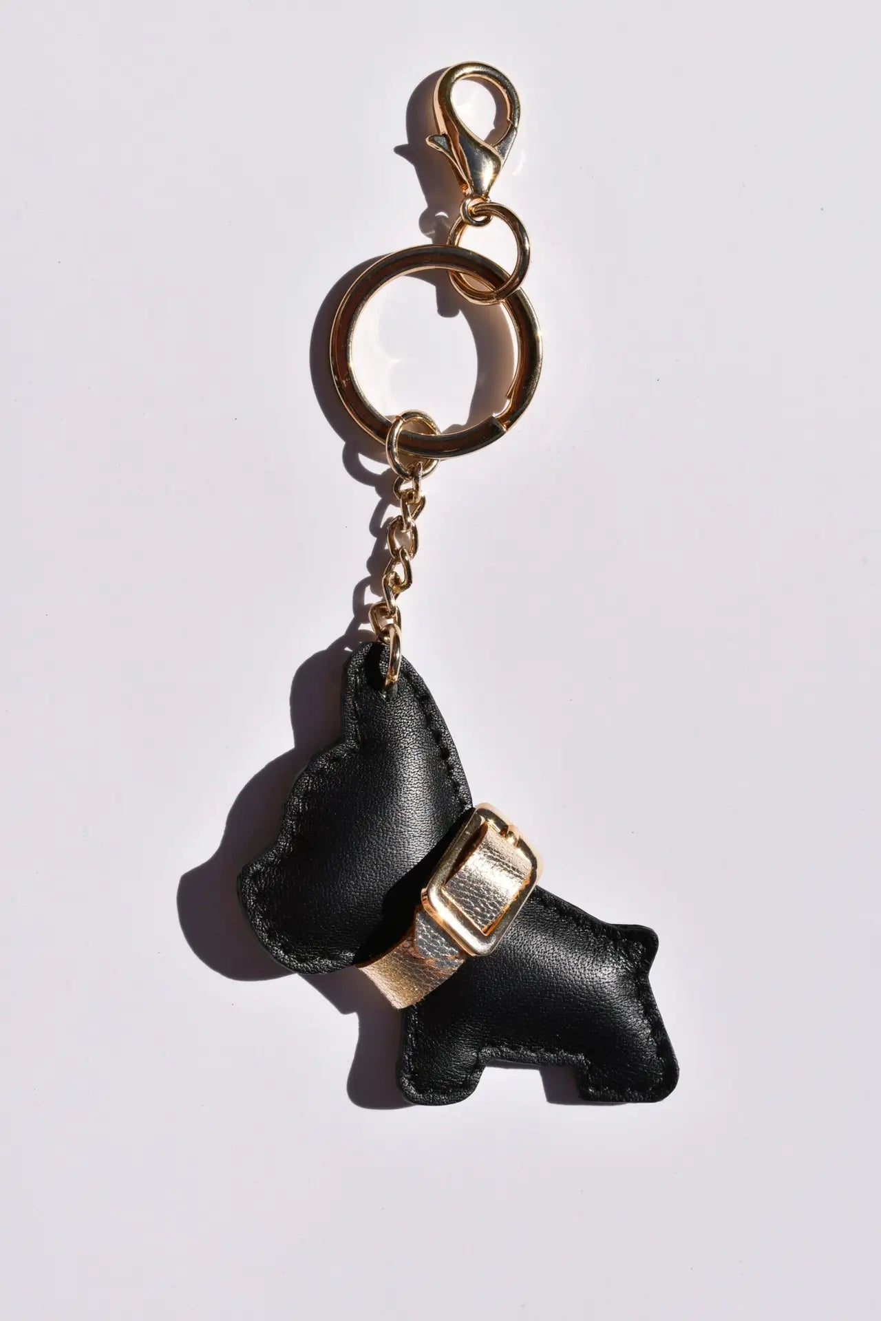 Frenchie Charm Black Full Grain Leather